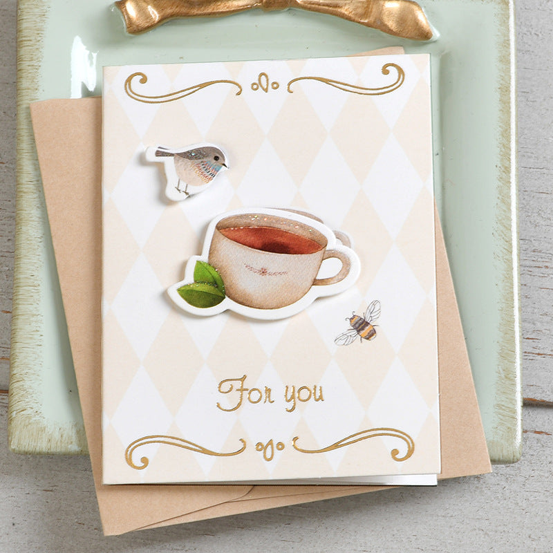 Iheno Wind Greeting Card Creative Handmade Universal Blessing Mini Greeting Card Thanksgiving Thank You Message Small Card