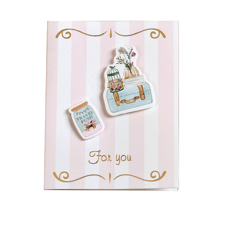 Iheno Wind Greeting Card Creative Handmade Universal Blessing Mini Greeting Card Thanksgiving Thank You Message Small Card