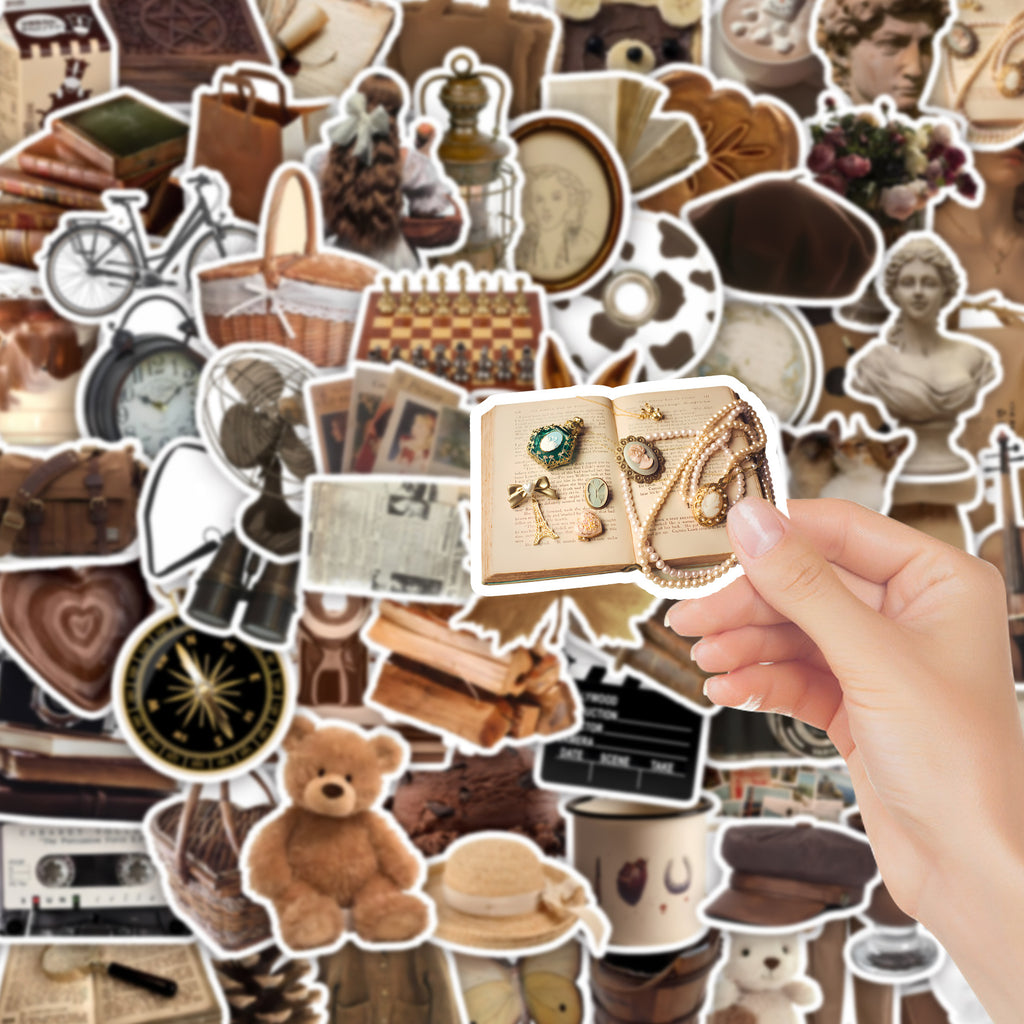 90 retro small items ins style notebook stickers DIY notes stationery mobile phone case decoration stickers wholesale